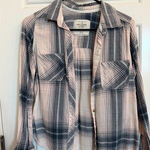 Abercrombie & Fitch Blue and Pink Plaid Shirt